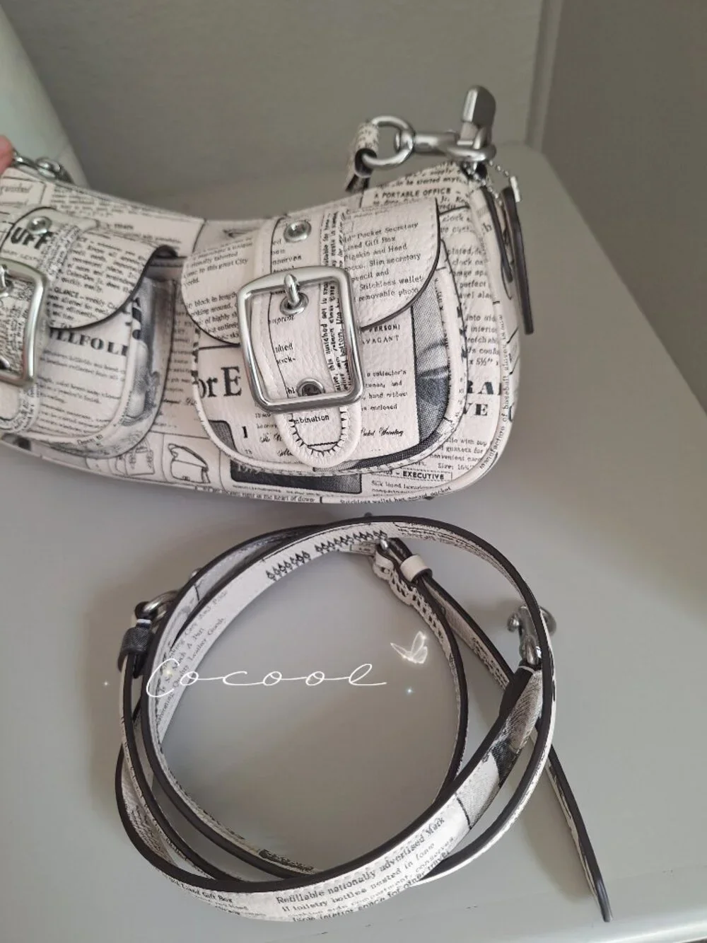 NWT Coach Ashton Shoulder Bag With Newspaper Print CDC12
